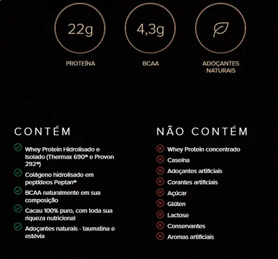 Cacao Whey, Blend de Whey Protein Hidrolisado e Isolado, Cacau Gourmet e Peptídeos de Colágeno hidrolisado, 840g, Essent