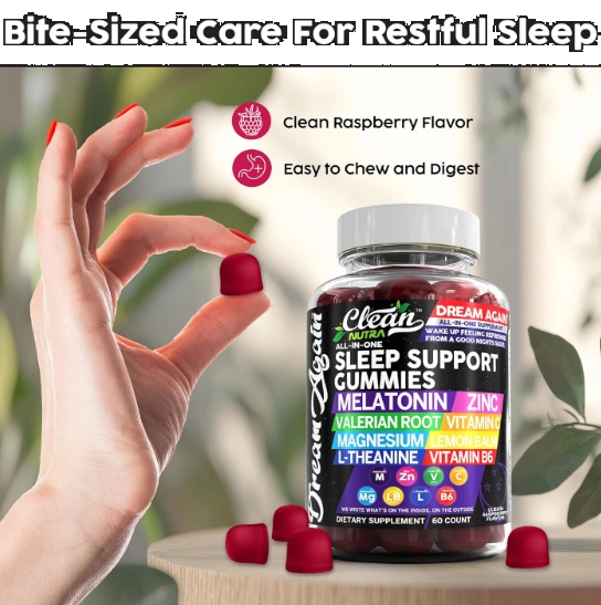 Melatonina 10mg, Com Valeriana, L-Teanina, Vitamina B6 e Magnésio, 60 Gomas Sabor Framboesa, Clean Nutraceuticals