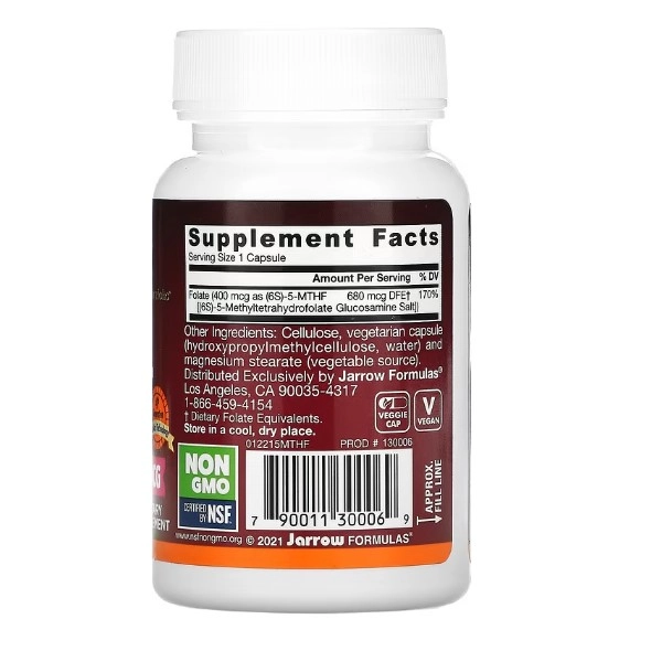 Metilfolato, 400 mcg, 60 Cápsulas, Jarrow Formulas