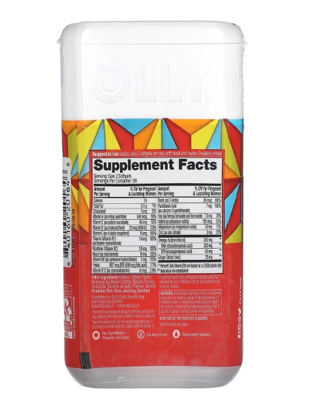 Vitaminas Pré Natal, Com Ácido Fólico + DHA, 60 Cápsulas, OLLY