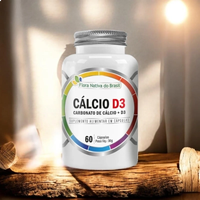 Cálcio D3 Carbonato de Cálcio +D3, 60 cápsulas, Flora Nativa do Brasil