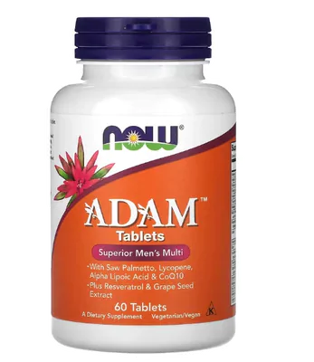 Multivitamínico ADAM, para Homens, 60 Comprimidos, Now