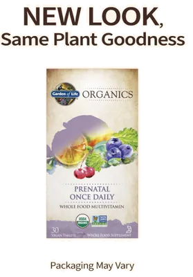Multivitamínico Pré-Natal, Com ácido fólico, Vitamina D3, Ferro, 30 comprimidos Vegano, Garden of Life