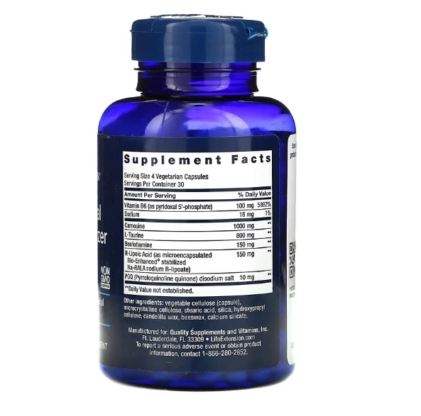 Mitocondrial com PQQ 10mg,  Otimizador de Energia, 120 Cápsulas, Life Extension