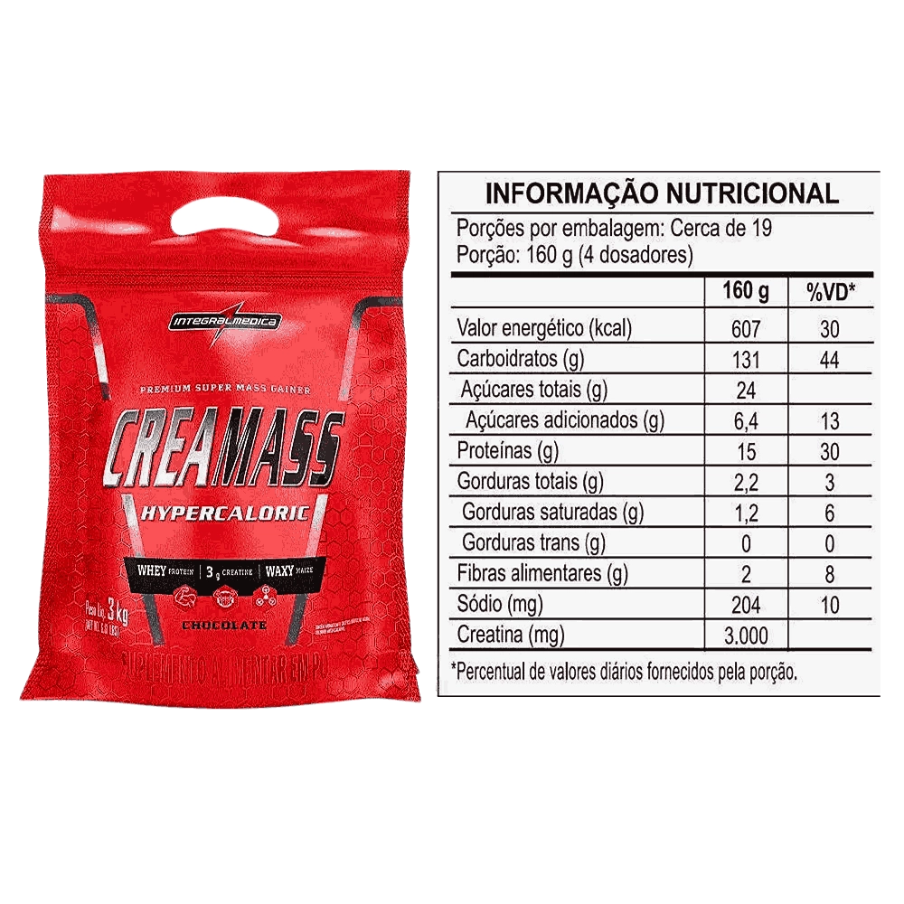 Hipercalórico Creamass, Para Ganho de Massa, 3kg Sabores, Integral Médica
