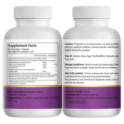 NMN Lipossomal 15 em 1, 2.000mg, 120  Cápsulas, Vivonu