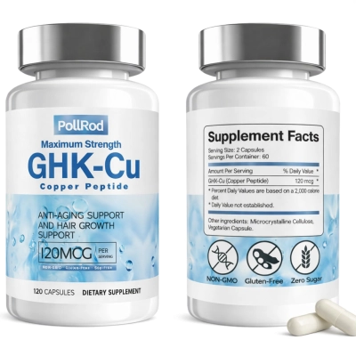 GHK-CU 120mcg, Peptídeo de Cobre, 120 Cápsulas, PollRod