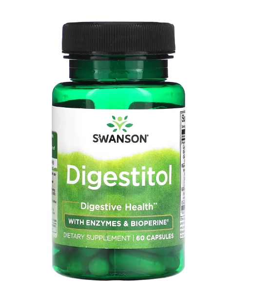 Digestitol com Enzimas e Bioperina, 60 Cápsulas, Swanson