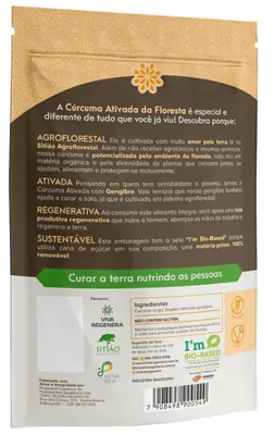 Cúrcuma Ativada da Floresta com Gengibre, 60g, Viva Regenera