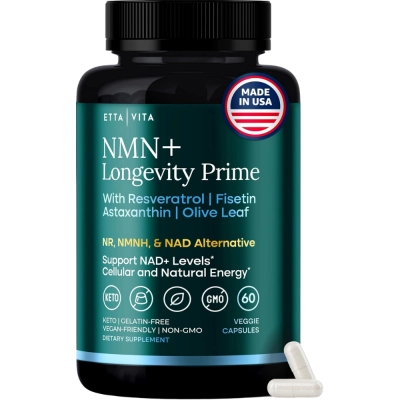 NMN Supplement 5 em 1 +Resveratrol, NAD+ e Suporte Celular, 60 Cápsulas, Etta Vita