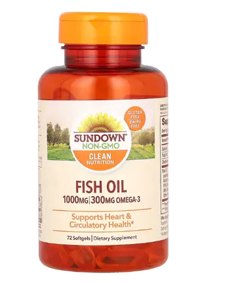 Fish Oil, Óleo de Peixe, 1000mg, 72 Cápsulas, Sundown