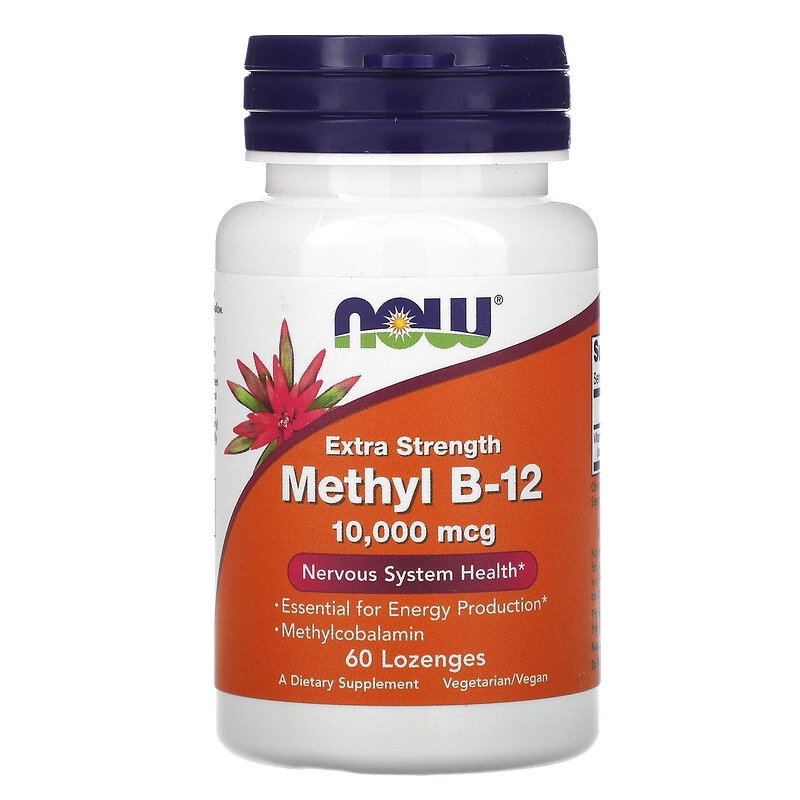 Metil B-12, Extra forte, 10.000 mcg, 60 pastilhas, Now