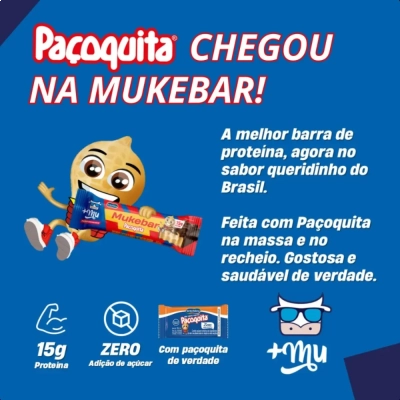 Mukebar Paçoquita , 15g de Proteína, 3 Unidades, +Mu