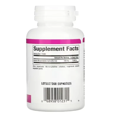 Vitamina B6, Cloridrato de Piridoxina, 100 mg, 90 Comprimidos, Natural Factors