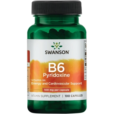 Suplemento de Vitamina B6 (Piridoxina) , 100mg, 100 Cápsulas, Swanson