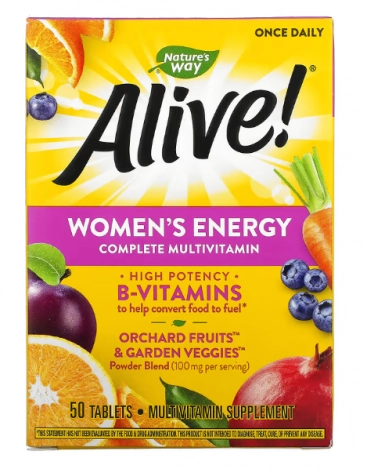 Alive, Multivitamínico Completo Feminina, 50 Comprimidos, Nature's Way
