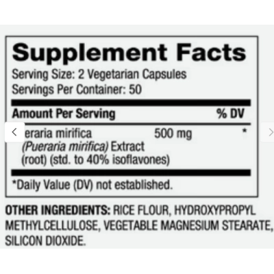 Pueraria Mirifica 250mg, Equilíbrio Hormonal Feminino, 100 Cápsulas, Biovea