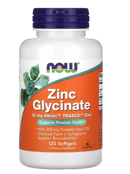 Glicinato de Zinco, 30mg, 120 Cápsulas, Now
