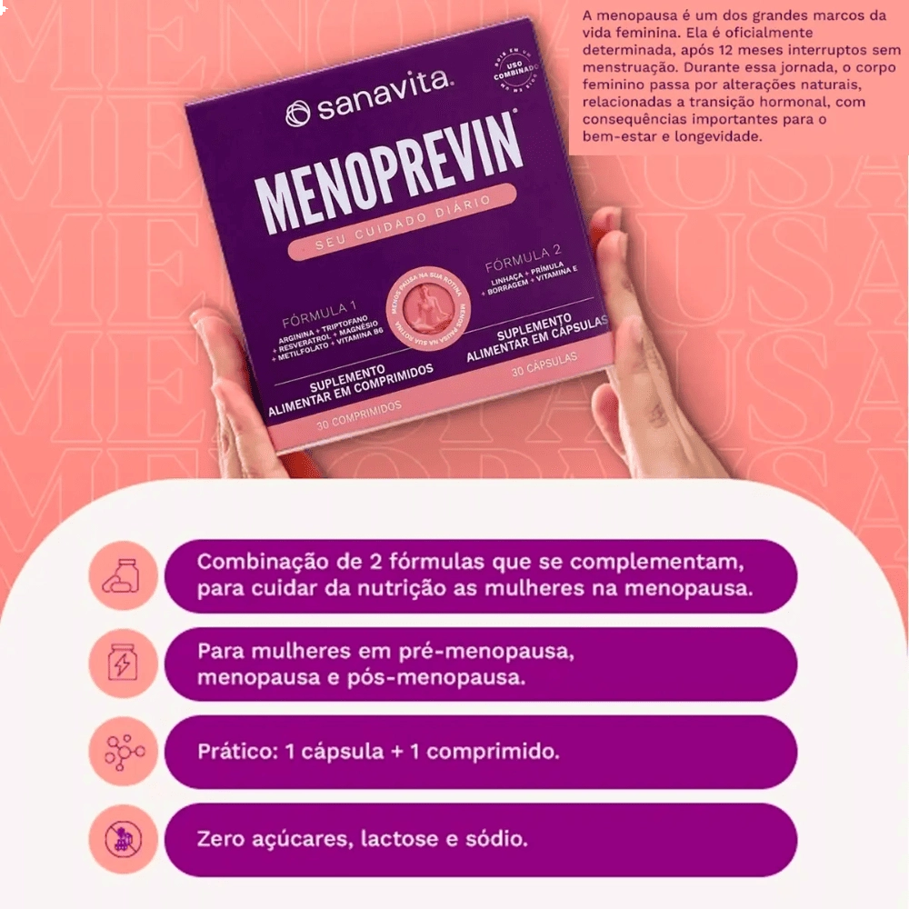 Menoprevin Seu Cuidado Diário, 30 Comprimidos e 30 Cápsulas - Sanavita