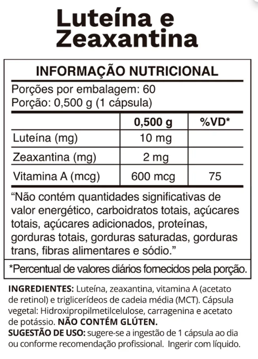 Luteína e Zeaxantina, 60 cápsulas, Ocean Drop