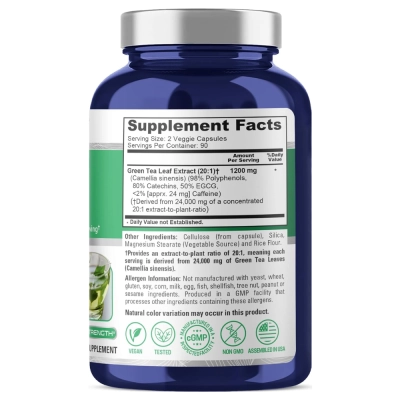 Green Tea Extract (Extrato de Chá Verde), 24,000mg, 180 Cápsulas, Nusapure