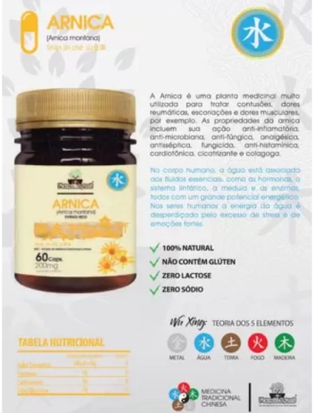Arnica, 60 cápsulas, Folhas e Raízes
