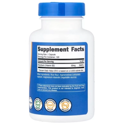 R-5-P, 50mg, Fosfato de Riboflavina e Vitamina B2, 120 Cápsulas, Nutricost