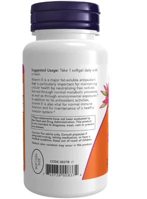 Vitamina E-400, D-Alfa Tocoferil, 100 Softgels, Now