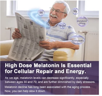 Melatonina 60mg, com B6, Ashwagandha, Magnésio e MSM, 60 Gomas, Neviss