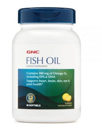 Óleo de peixe, Omega-3, 300mg, 90 cápsulas Sabor Limão, GNC