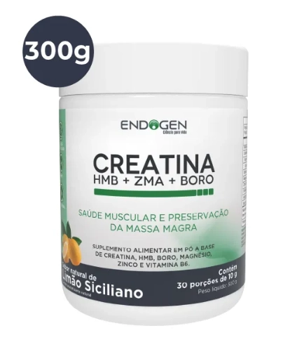 Creatina com HMB + ZNA + BORO, 300g, Sabor Limao, Endogen