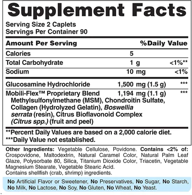 Glucosamina Condroitina e MSM, Força Tripla, 360 Comprimidos, Puritans Pride