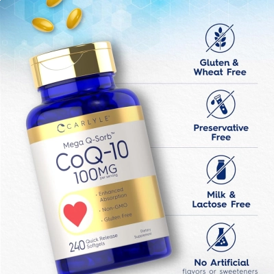 CoQ-10, 100mg, 240 Softgels, Carlyle