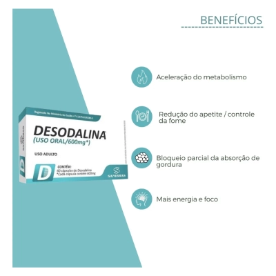 Desodalina, 600mg, 60 Cápsulas, Sanibras