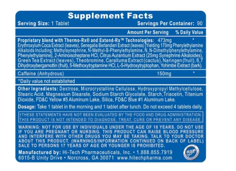 Lipodrene elite,  90 Comprimidos, Hi-Tech Pharma
