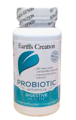 Probiótico Acidophilus Digestive Health, 100 Cápsulas, Earths Creation