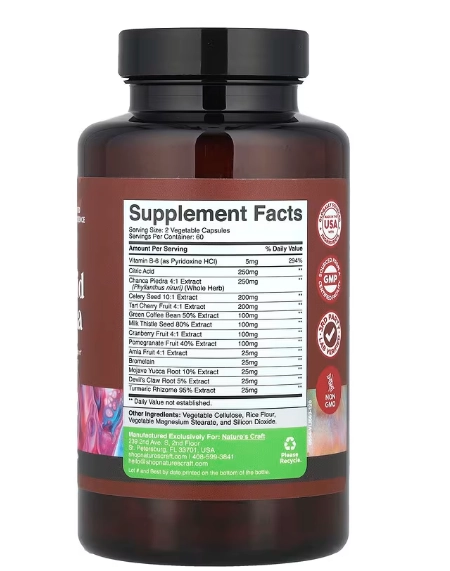 Uric Acid Support, Fórmula de Ácido Úrico, 120 Cápsulas, Natures Craft