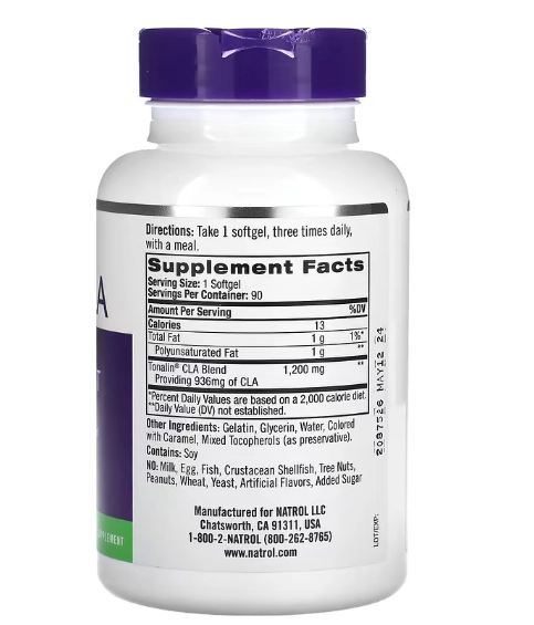Tonalin CLA,1200mg, 90 Cápsulas, Natrol