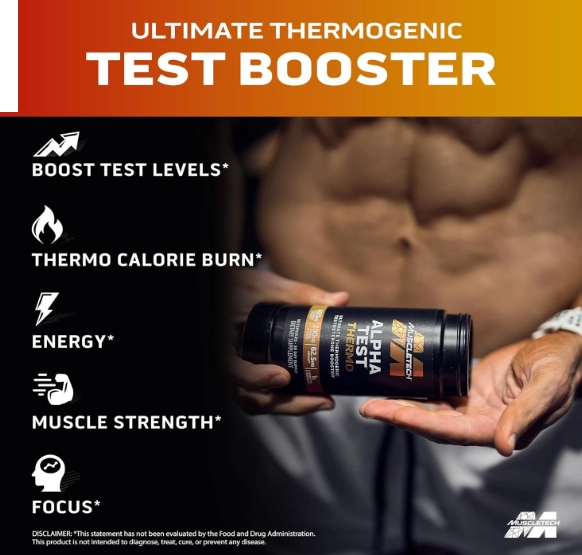 AlphaTest Thermo, Testosterona Termogênico, T-Boost com Tribulus, 90 Cápsulas, MuscleTech