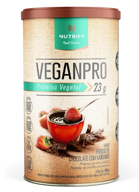 Vegan Pro, Sabores, 450g, Nutrify - Foundue de Chocolate com Morango