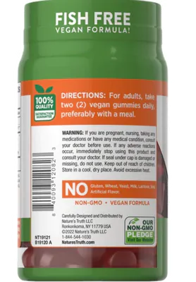 Ômega 3-6-7-9 de origem vegetal, 50 gomas Sabor Pêssego, Nature's Truth