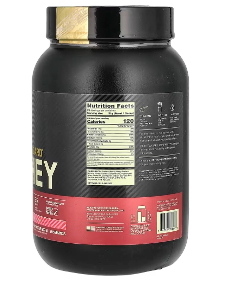 Whey 100% Gold Standard, Sabor Morango, 907g, Optimum Nutrition