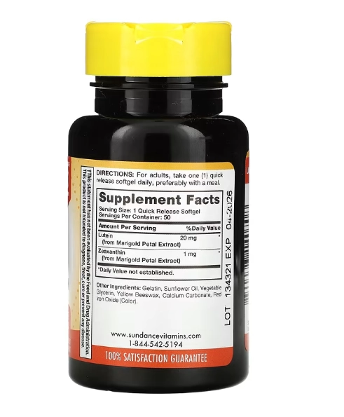 Broad Spectrum Eye Health com Luteina, 50 cápsulas, Sundance