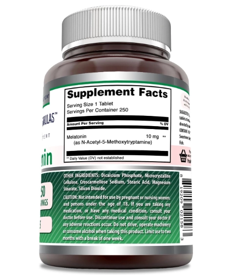 Melatonina 10mg, 250 Comprimidos, Amazing Formulas