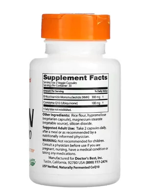 NMN 150mg + CoQ10 50mg, 60 cápsulas, Doctor's Best