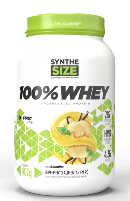 100% Whey Concentrade Protein, 907g Sabor Baunilha, Synthe Size