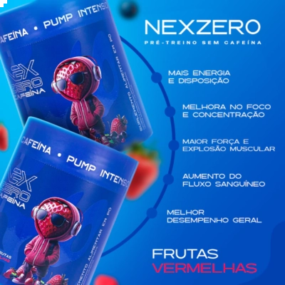 Pré-Treino Nex Zero, Zero Cafeína + Beta-Alanina + Arginina + Taurina, 300g, Sabores, Nexlife