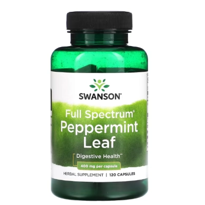 Spearmint Leaf 400mg, Folha de Hortelã Full Spectrum, Cápsulas Opções, Swanson