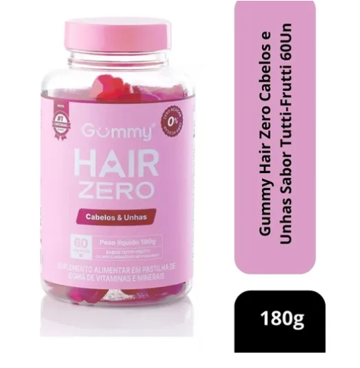 Gummy Hair Zero, 60 Gomas Sabor Tutti Trutti 