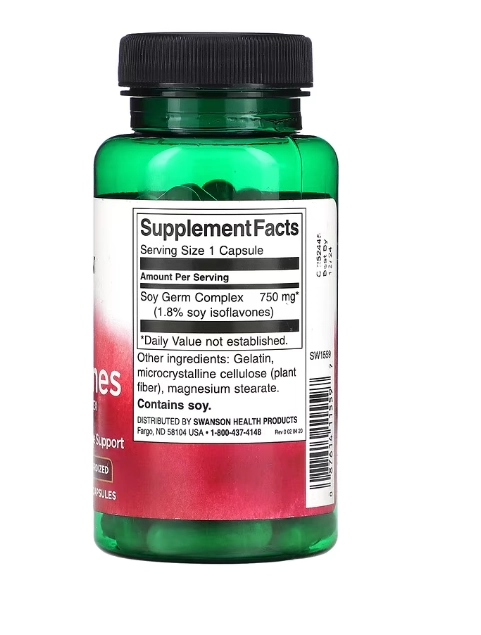 Isoflavonas de Soja, 750mg, 60 Cápsulas, Swanson